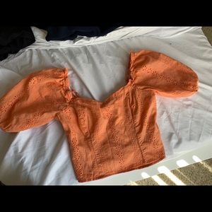 Peach Off shoulder crop top